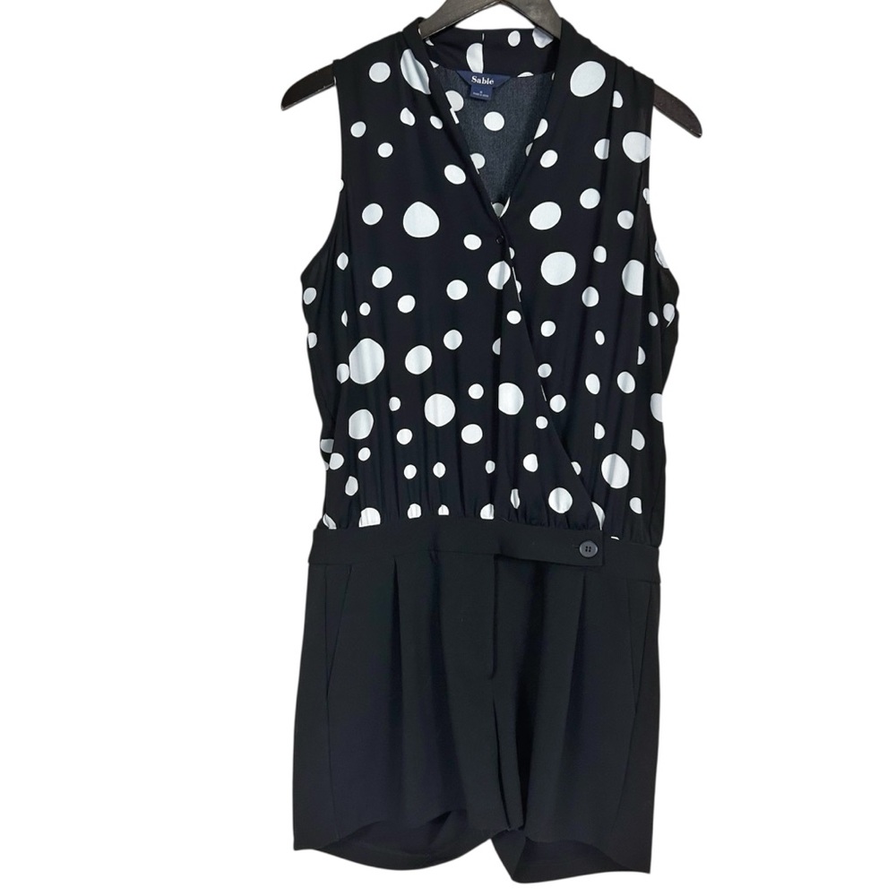 Sabie Black and White Polka Dot Romper shorts